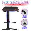 RGB Gaming Desk Carbon Fibre Racer Table Computer Desktop Study Workstation LED 140cm