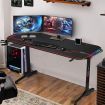 RGB Gaming Desk Carbon Fibre Racer Table Computer Desktop Study Workstation LED 140cm