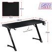 LED Gaming Desk Computer Desktop Carbon Fibre Racer Table Study Workstation RGB 140cm