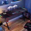 LED Gaming Desk Computer Desktop Carbon Fibre Racer Table Study Workstation RGB 140cm