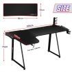 LED Gaming Desk Carbon Fibre Computer Desktop Racer Table Study Workstation RGB 160cm