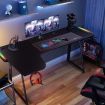 LED Gaming Desk Carbon Fibre Computer Desktop Racer Table Study Workstation RGB 160cm