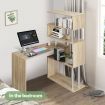 Office Computer Desk L Shaped Rotating Corner Study Home Writing Table 5 Bookshelves Oak