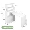 Office Computer Desk L Shaped Rotating Corner Study Home Writing Table 3 Bookshelf 2 Cabinet White