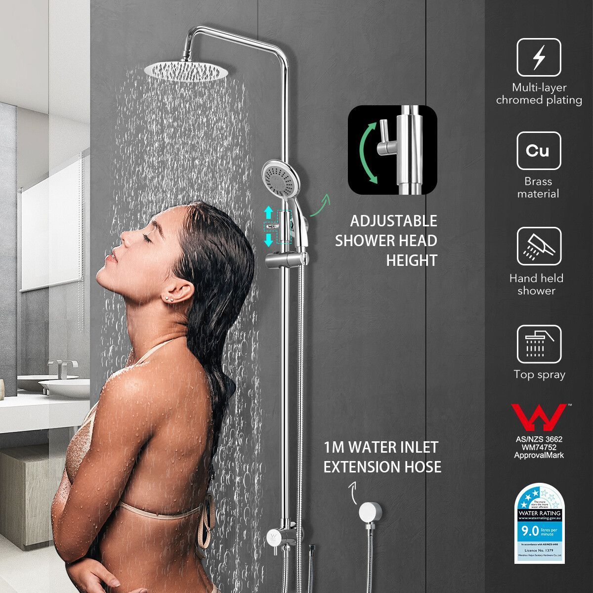 8 Inch Rain Shower Head Hand Held High Pressure Rainfall Overhead Set Top Mount Chrome
