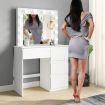 White Dressing Table Dresser Vanity Makeup Table with LED Lighted Mirror and Four Drawers