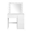 White Dressing Table Dresser Vanity Makeup Table with LED Lighted Mirror and Four Drawers