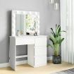 White Dressing Table Dresser Vanity Makeup Table with LED Lighted Mirror and Four Drawers