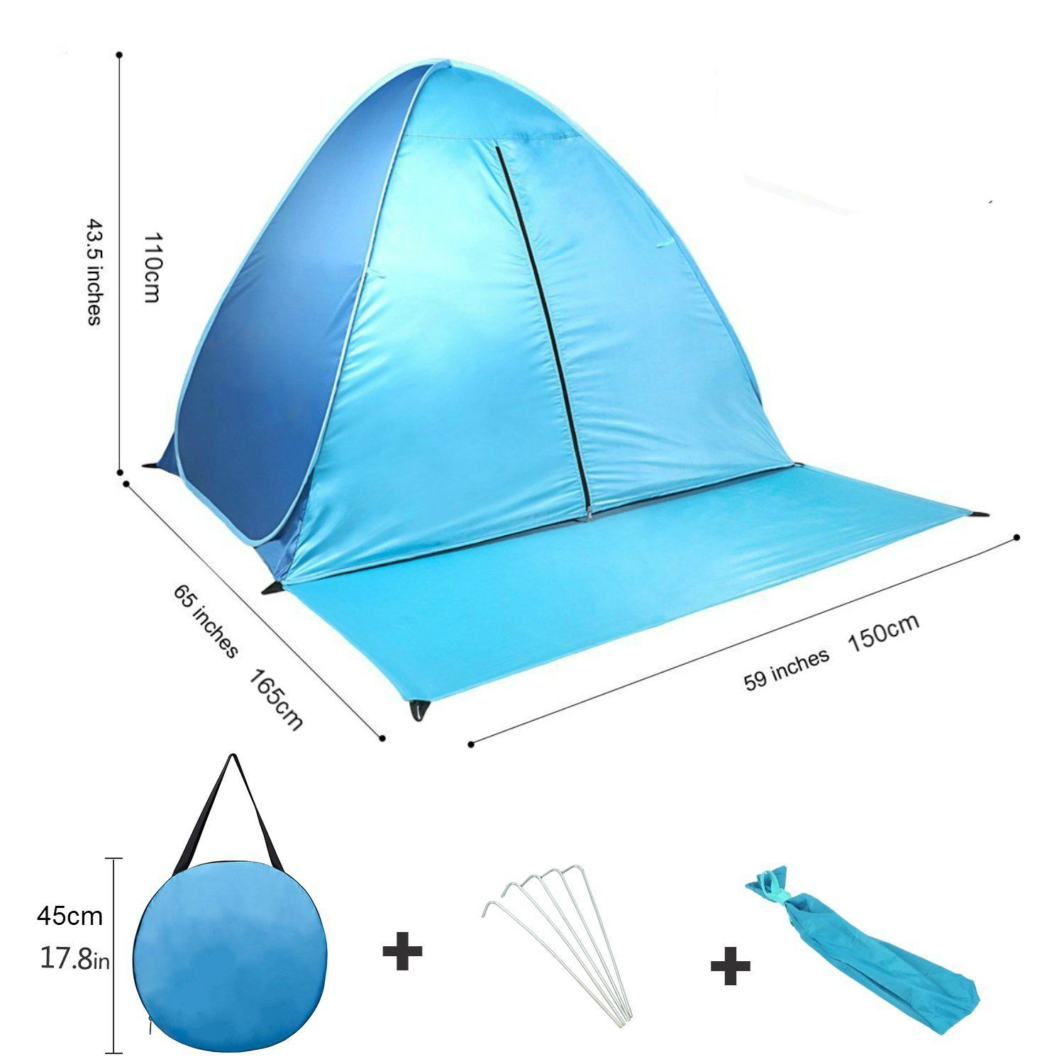 UPF 50+ Easy pop up Beach Tent Portable Sun Shade Sport Shelter Camping
