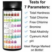 Pool and Spa Test Strips 7-1 Pool Test Kit - 100 Bromine, pH, Hardness and Chlorine