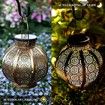 Large Outdoor Waterproof Solar Lanterns with Handle, Outdoor Metal Retro Hanging Solar Lights Halloween Garden & Yard Decorative Lights
