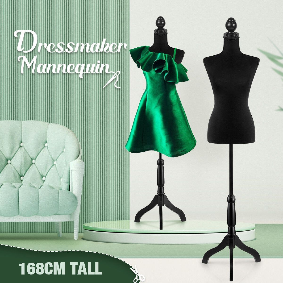 Female Mannequin Display Stand Dummy Model Manikin Dressmakers Dress Form Tripod Base 147-168CM Black