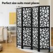 4 Panel Room Divider Screen Privacy Separator Stand Wooden Partition Portable Black and White