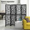 4 Panel Room Divider Screen Privacy Separator Stand Wooden Partition Portable Black and White