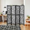 4 Panel Room Divider Screen Privacy Separator Stand Wooden Partition Portable Black and White