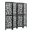4 Panel Room Divider Screen Privacy Separator Stand Wooden Partition Portable Black and White
