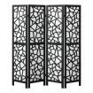4 Panel Room Divider Screen Privacy Separator Stand Wooden Partition Portable Black and White