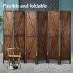 6 Panel Room Divider Privacy Screen Separator Stand Wooden Partition Folding Portable Charcoal