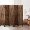 6 Panel Room Divider Privacy Screen Separator Stand Wooden Partition Folding Portable Charcoal