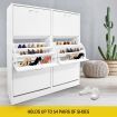 Wood Shoe Cabinet 54 Pairs Shoe Rack White with 6 Compartments