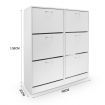 Wood Shoe Cabinet 54 Pairs Shoe Rack White with 6 Compartments