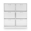 Wood Shoe Cabinet 54 Pairs Shoe Rack White with 6 Compartments