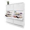 Wood Shoe Cabinet 54 Pairs Shoe Rack White with 6 Compartments