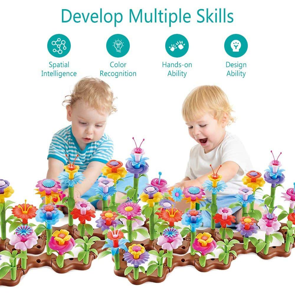 Flower Garden Building Toys for Girls STEM DIY Craft Toys for Girls Gardening Pretend Gift for Kids Educational Garden Playset Creative Educational Gift for Preschool Toddlers Ages 3 4 5 6 7-104 PC 