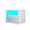 White Bedside Table Modern LED End Nightstand with 1 Drawer Open Shelf High Gloss Front