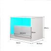 White Bedside Table Modern LED End Nightstand with 1 Drawer Open Shelf High Gloss Front