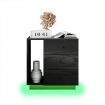 Wooden Bedside Table LED End Nightstand with 3 Drawers Open Shelf High Gloss Front Black