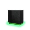 Wooden Bedside Table LED End Nightstand with 3 Drawers Open Shelf High Gloss Front Black