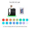 Wooden Bedside Table LED End Nightstand with 3 Drawers Open Shelf High Gloss Front Black
