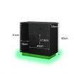 Wooden Bedside Table LED End Nightstand with 3 Drawers Open Shelf High Gloss Front Black