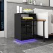 Bedside Table End Nightstand Wooden LED with 3 Drawers Open Shelf High Gloss Front Black