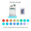 White Bedside Table Wooden End Nightstand LED with 3 Drawers Open Shelf High Gloss Front