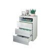 White Bedside Table Wooden End Nightstand LED with 3 Drawers Open Shelf High Gloss Front