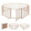 Kidbot Wooden Playpen Kids Activity Centre Foldable Fence Outdoor Playard 8 Panel