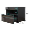 Black Bedside Table LED Lighted Storage Cabinet Bedroom Nightstand High Gloss Front
