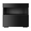 Black Bedside Table LED Lighted Storage Cabinet Bedroom Nightstand High Gloss Front