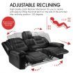 2 Seater Recliner Chair Lounge Sofa Black Leather Armchair Loveseat Home Living Room with Cup Holders