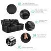 2 Seater Recliner Chair Lounge Sofa Black Leather Armchair Loveseat Home Living Room with Cup Holders