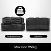 2 Seater Recliner Chair Lounge Sofa Black Leather Armchair Loveseat Home Living Room with Cup Holders