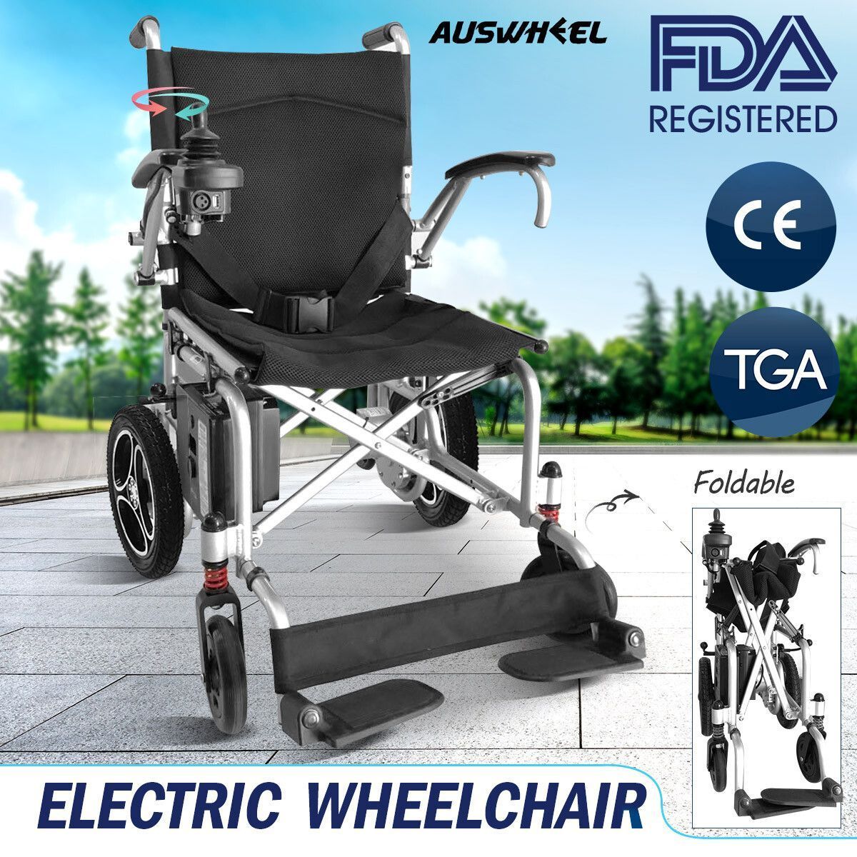 Folding Lightweight Electric Power Wheelchair Self-propelled Motorized Chair