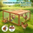 Petscene Foldable Wooden Chicken Coop Cage Backyard Rabbit Hutch Poultry House Run