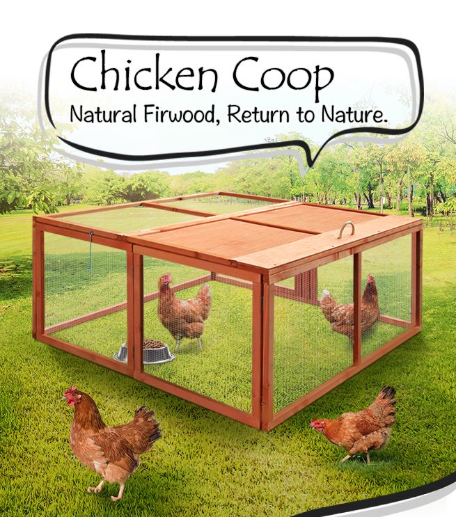 Petscene Foldable Wooden Chicken Coop Cage Backyard Rabbit Hutch