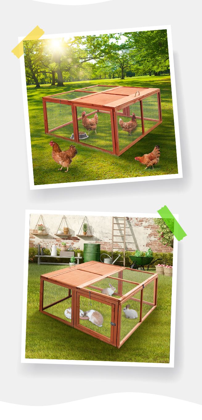 Petscene Foldable Wooden Chicken Coop Cage Backyard Rabbit Hutch
