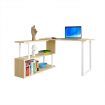 Rotating Computer Desk L Shape Study Table Workstation Office Furniture Oak