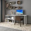 L Shape Computer Desk Rotating Study Table Workstation Office Furniture White
