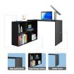 L Shape Computer Desk Rotating Study Table Workstation Modern Office Furniture Black